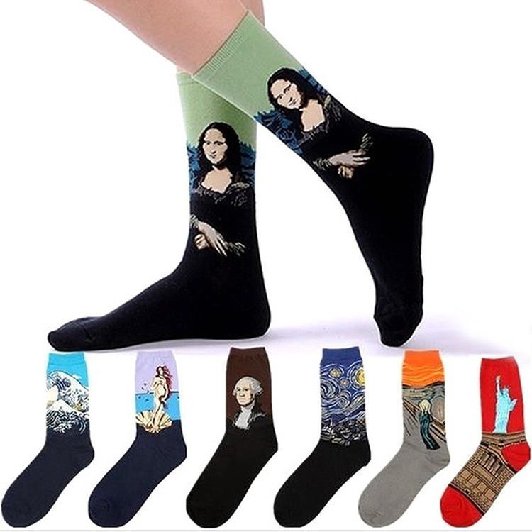 Calcetines De Tubo De Algodón Con Pintura Al Óleo De Mona Lisa Unisex