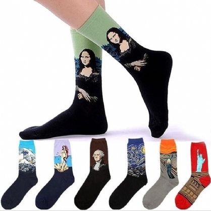 Calcetines De Tubo De Algodón Con Pintura Al Óleo De Mona Lisa Unisex