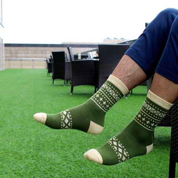 Calcetines De Tubo Medio De Algodón Con Desodorización De Estilo Étnico Para Hombre