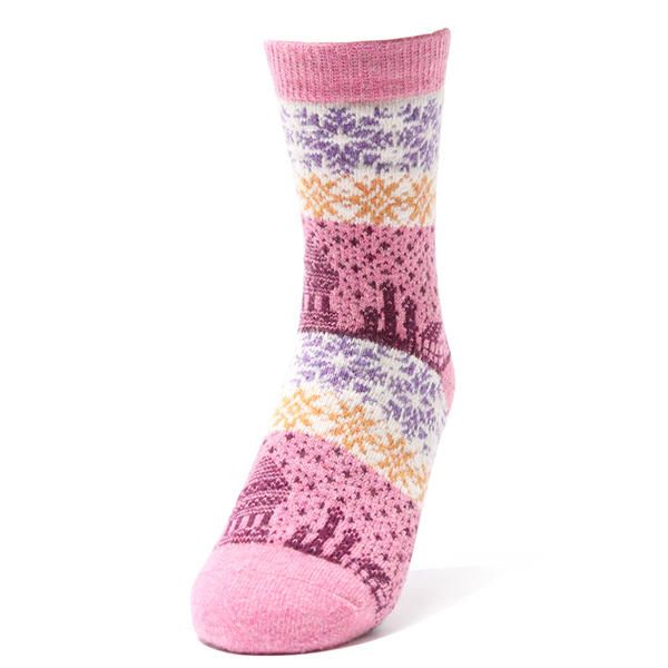 Calcetines De Tubo Medio Cálidos De Mezcla De Lana De Invierno De Estilo Étnico Para Mujer