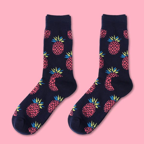 Calcetines De Tubo Medio Con Estampado De Frutas Harajuku Lindo Para Mujer Calcetines Cálidos De Algodón De Invierno