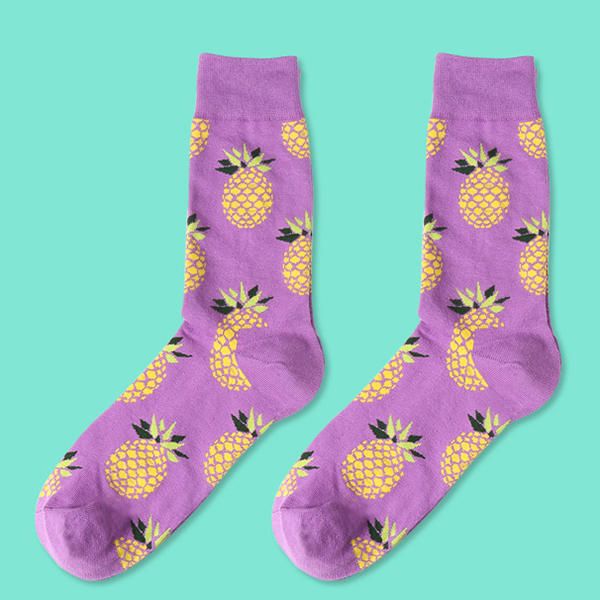 Calcetines De Tubo Medio Con Estampado De Frutas Harajuku Lindo Para Mujer Calcetines Cálidos De Algodón De Invierno