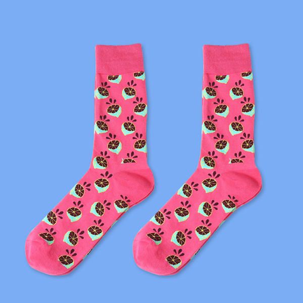 Calcetines De Tubo Medio Con Estampado De Frutas Harajuku Lindo Para Mujer Calcetines Cálidos De Algodón De Invierno