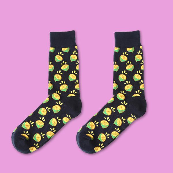 Calcetines De Tubo Medio Con Estampado De Frutas Harajuku Lindo Para Mujer Calcetines Cálidos De Algodón De Invierno