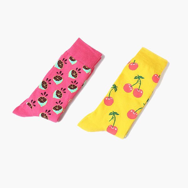 Calcetines De Tubo Medio Con Estampado De Frutas Harajuku Lindo Para Mujer Calcetines Cálidos De Algodón De Invierno