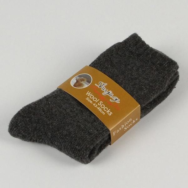 Calcetines De Tubo Medio De Invierno De Color Puro Transpirables Cálidos Cómodos Gruesos Y Casuales Para Hombres