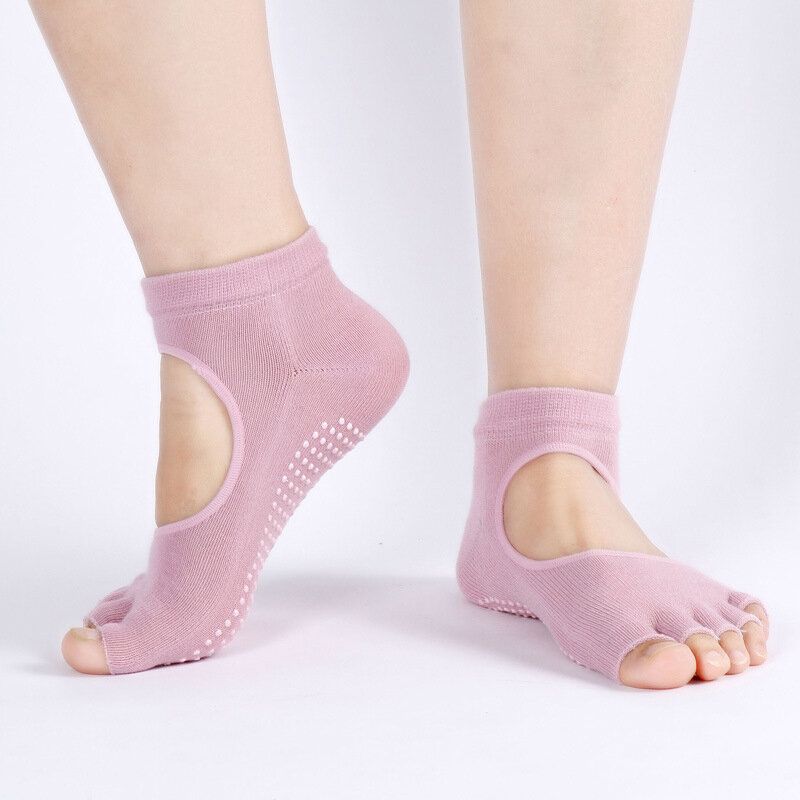 Calcetines De Yoga Con Punta Abierta Y Espalda Abierta Para Mujer Calcetines Antideslizantes Para Cinco Dedos