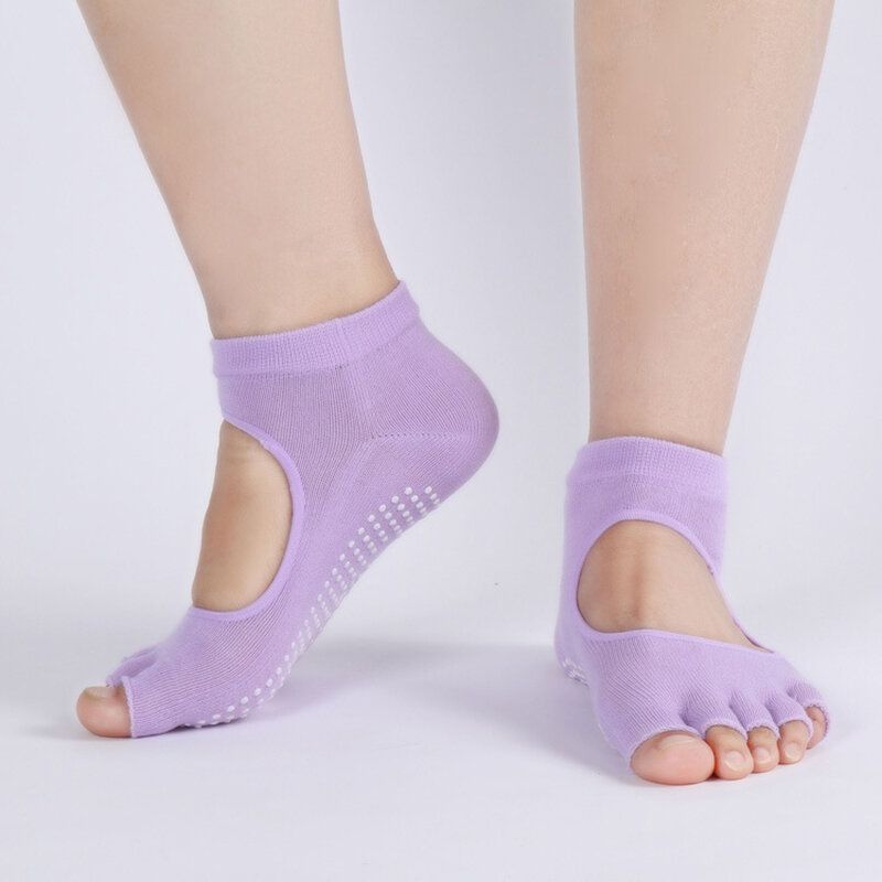 Calcetines De Yoga Con Punta Abierta Y Espalda Abierta Para Mujer Calcetines Antideslizantes Para Cinco Dedos