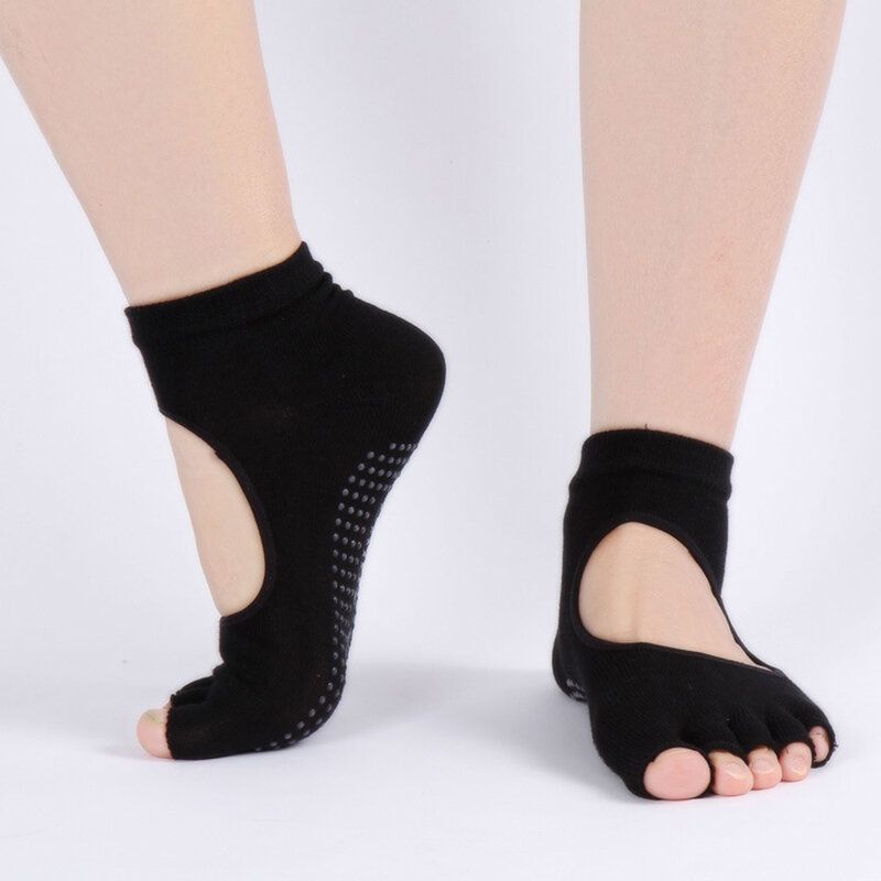 Calcetines De Yoga Con Punta Abierta Y Espalda Abierta Para Mujer Calcetines Antideslizantes Para Cinco Dedos