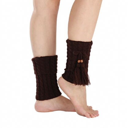 Mujeres Twist Knitted Rodilla Calcetines Cortos Para Botas Calentador De Piernas Calcetines Altos Para Botas Flanger Crochet