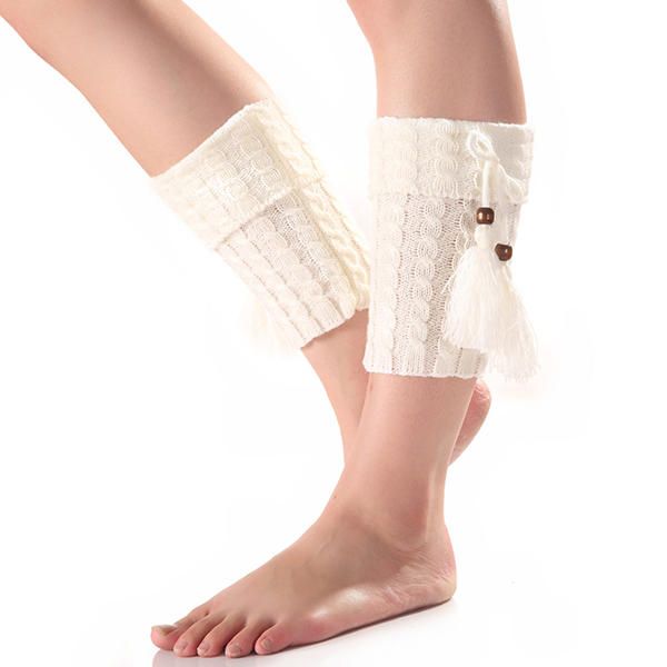 Mujeres Twist Knitted Rodilla Calcetines Cortos Para Botas Calentador De Piernas Calcetines Altos Para Botas Flanger Crochet