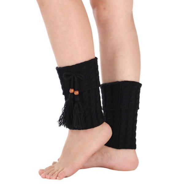 Mujeres Twist Knitted Rodilla Calcetines Cortos Para Botas Calentador De Piernas Calcetines Altos Para Botas Flanger Crochet