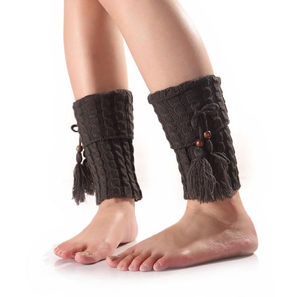 Mujeres Twist Knitted Rodilla Calcetines Cortos Para Botas Calentador De Piernas Calcetines Altos Para Botas Flanger Crochet