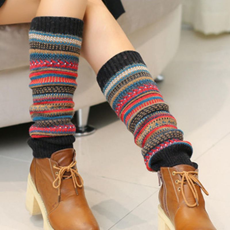 Senshoes Color Vintage Rayas Moda Piles Calcetines Botas Leggings Piernas Coreanas