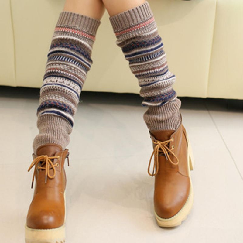 Senshoes Color Vintage Rayas Moda Piles Calcetines Botas Leggings Piernas Coreanas