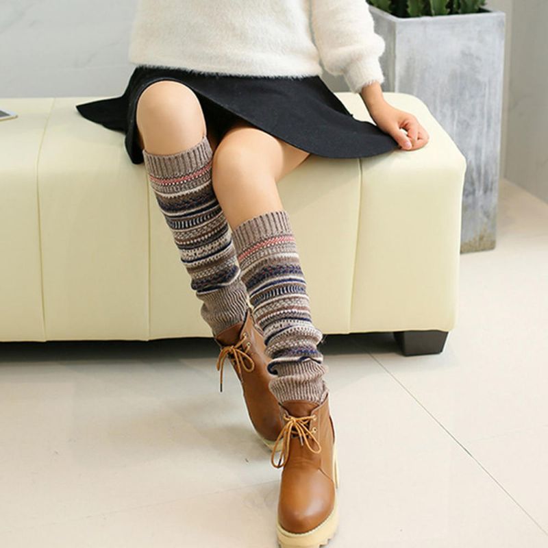 Senshoes Color Vintage Rayas Moda Piles Calcetines Botas Leggings Piernas Coreanas