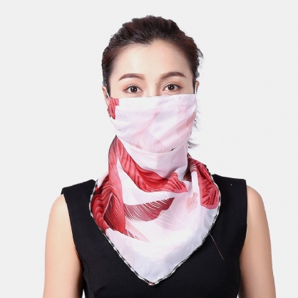 Bufanda Montada En La Oreja Para Mujer Protección Respiratoria Floral Protección Solar Mascarillas Cuello