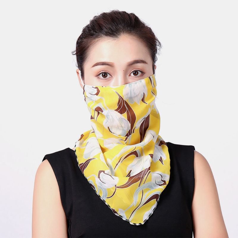 Bufanda Montada En La Oreja Para Mujer Protección Respiratoria Floral Protección Solar Mascarillas Cuello