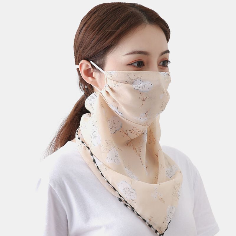 Máscara Facial Para Montar Al Aire Libre Impresión De Verano Cuello Protector Solar Bufanda Máscara Transpirable Secado Rápido