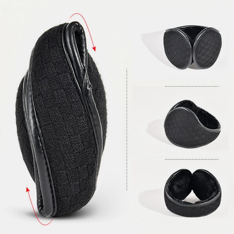 Protección Para Los Oídos De Terciopelo De Felpa Unisex Más Calentador De Orejas Grueso Invierno Patrón De Cuadros Al Aire Libre Orejeras Plegables