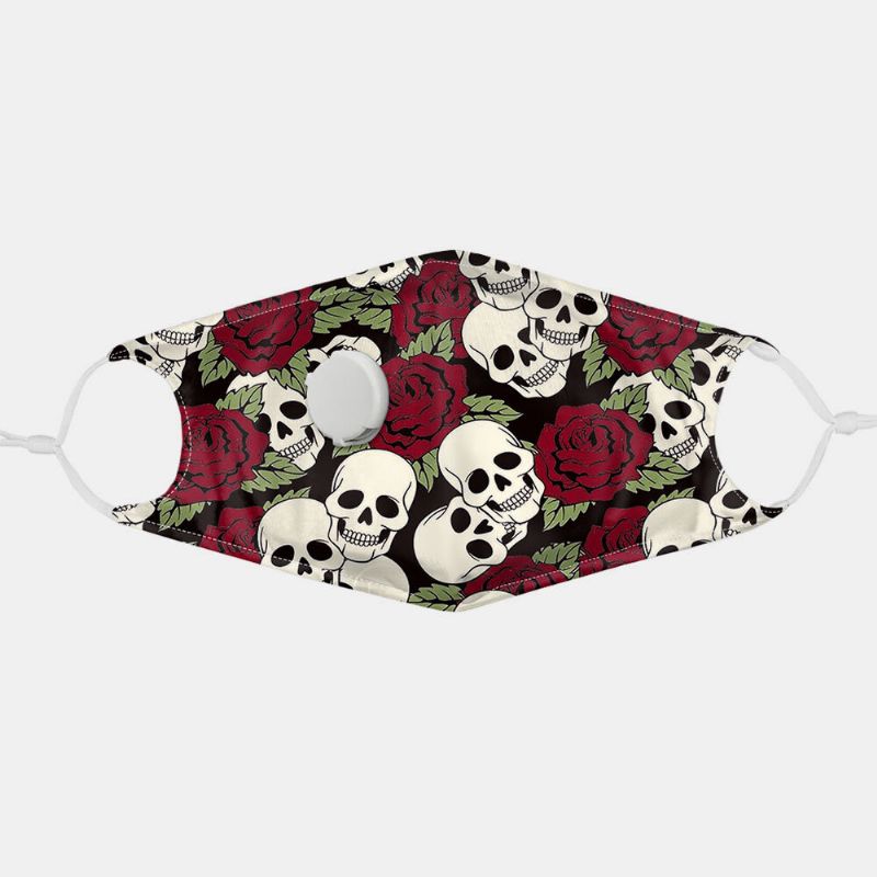 Unisex 7pcs Pm2.5 Filtro De Calavera Con Impresión De Máscaras No Desechables Con Máscara De Respiración