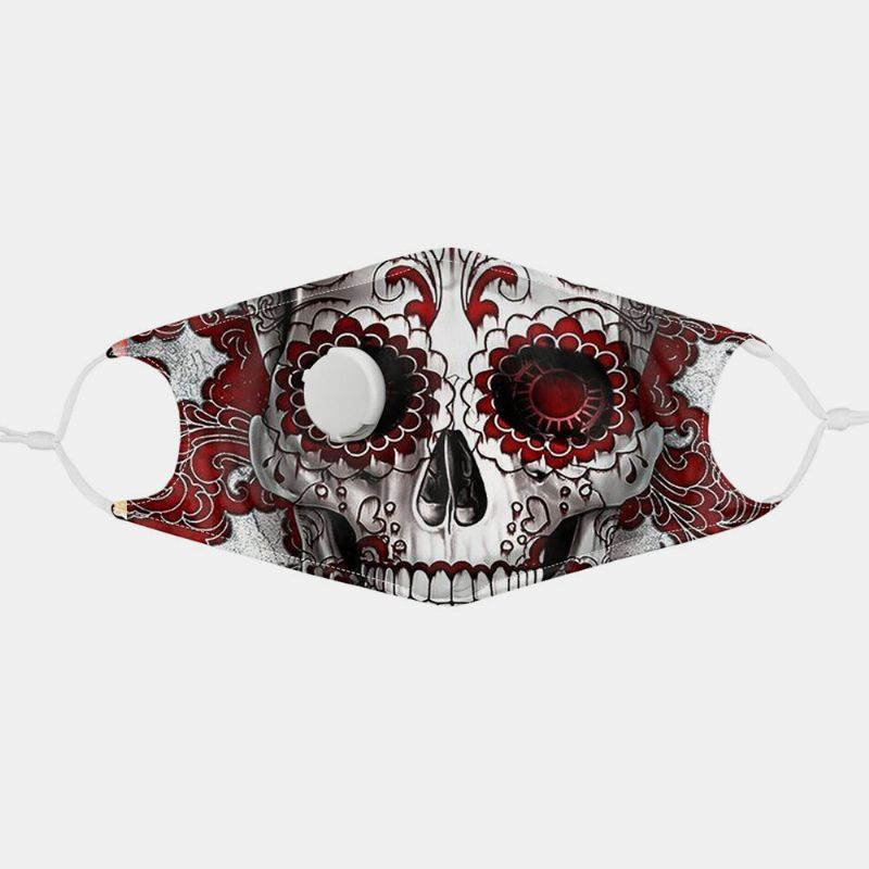 Unisex 7pcs Pm2.5 Filtro De Calavera Con Impresión De Máscaras No Desechables Con Máscara De Respiración