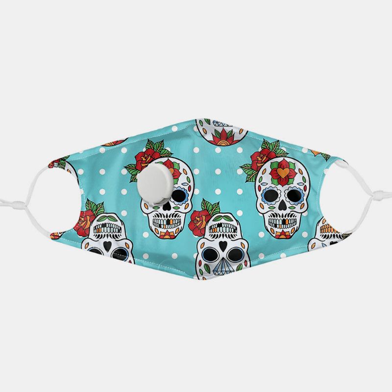 Unisex 7pcs Pm2.5 Filtro De Calavera Con Impresión De Máscaras No Desechables Con Máscara De Respiración