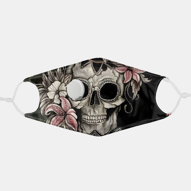 Unisex 7pcs Pm2.5 Filtro De Calavera Con Impresión De Máscaras No Desechables Con Máscara De Respiración