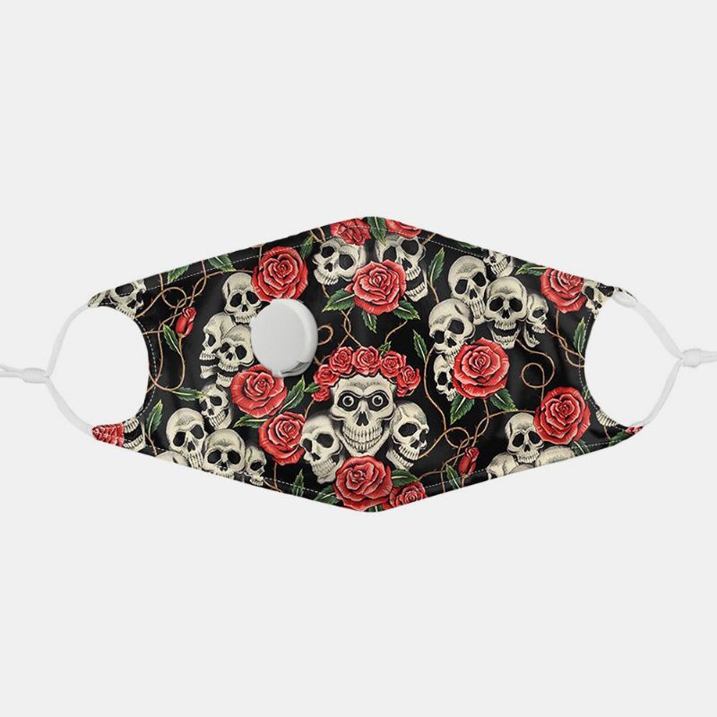 Unisex 7pcs Pm2.5 Filtro De Calavera Con Impresión De Máscaras No Desechables Con Máscara De Respiración