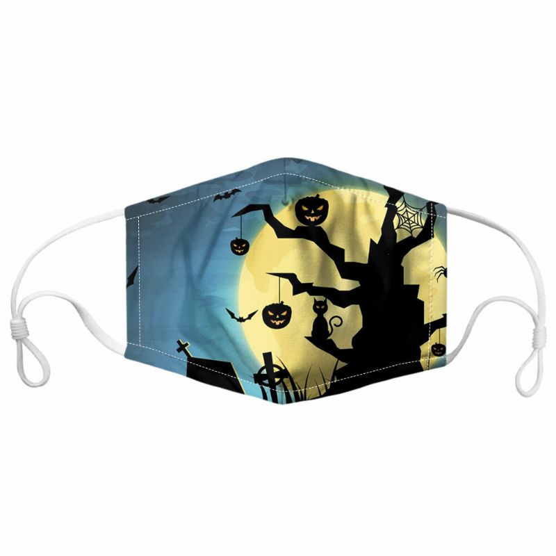 Unisex 7pcs Pm2.5 Filtro Estilo De Halloween Impresión Máscaras Respirables No Desechables