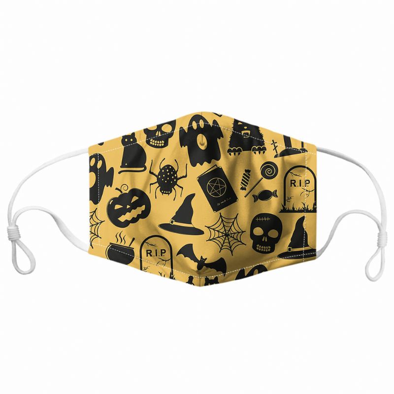 Unisex 7pcs Pm2.5 Filtro Estilo De Halloween Impresión Máscaras Respirables No Desechables