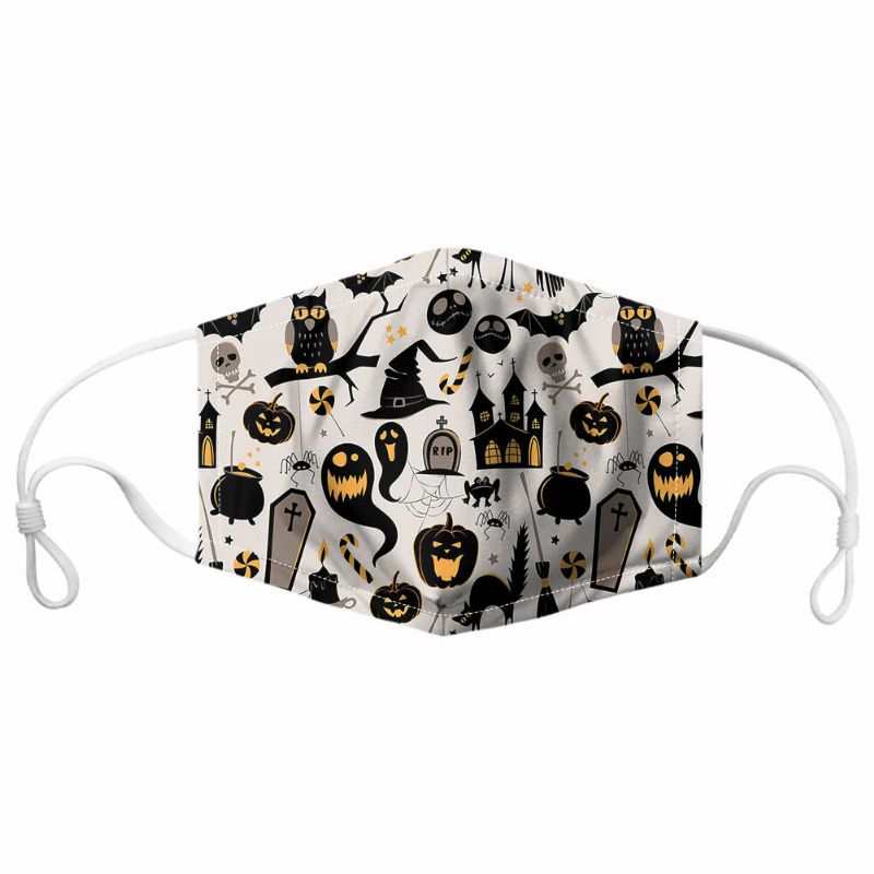 Unisex 7pcs Pm2.5 Filtro Estilo De Halloween Impresión Máscaras Respirables No Desechables