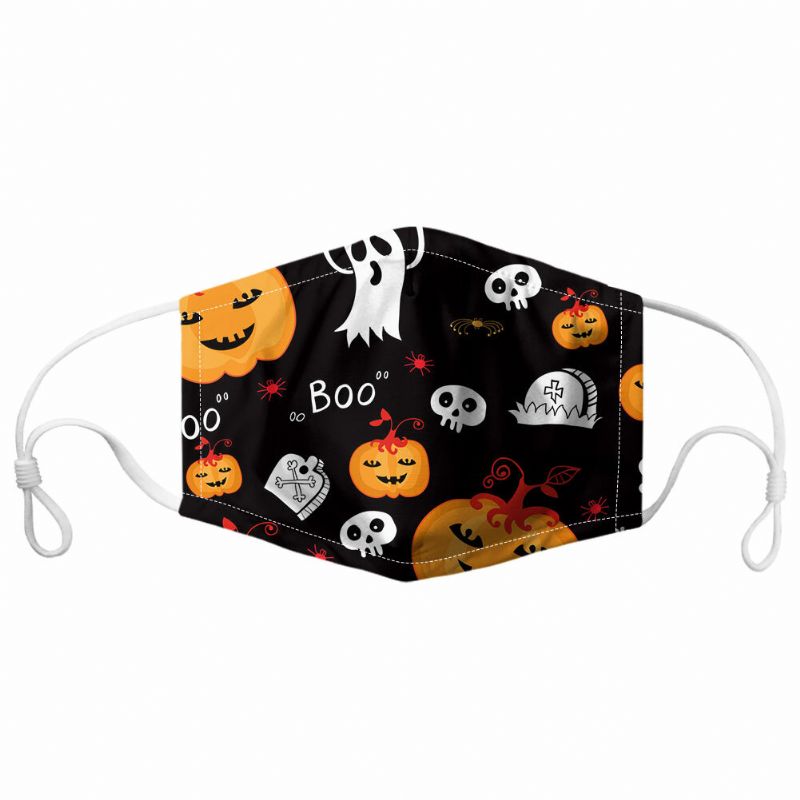 Unisex 7pcs Pm2.5 Filtro Estilo De Halloween Impresión Máscaras Respirables No Desechables