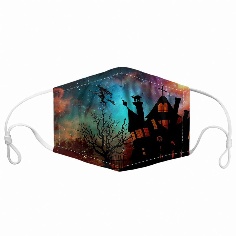 Unisex 7pcs Pm2.5 Filtro Estilo De Halloween Impresión Máscaras Respirables No Desechables