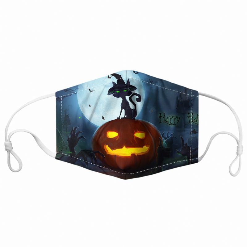 Unisex 7pcs Pm2.5 Filtro Estilo De Halloween Impresión Máscaras Respirables No Desechables