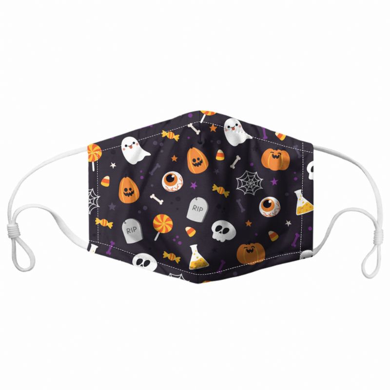 Unisex 7pcs Pm2.5 Filtro Estilo De Halloween Impresión Máscaras Respirables No Desechables