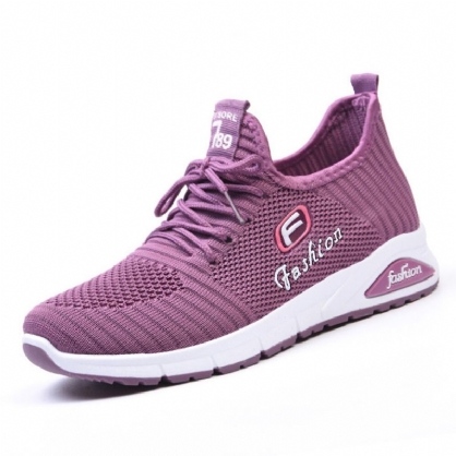 Mujeres Letra Parttern Tela Transpirable Usable Deportes Zapatillas De Deporte Casuales