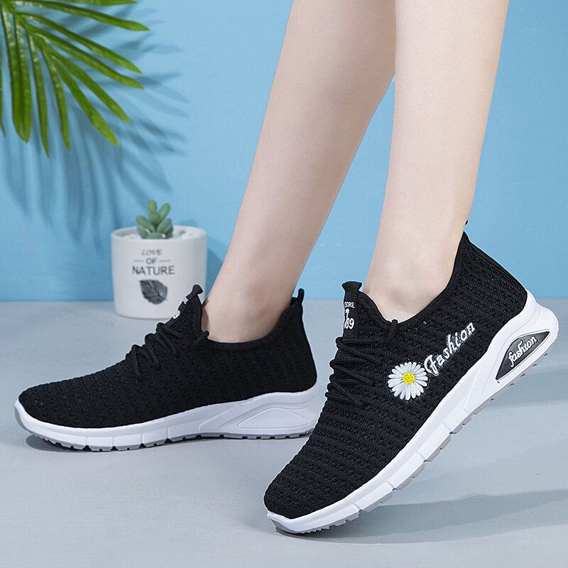 Mujeres Letra Parttern Tela Transpirable Usable Deportes Zapatillas De Deporte Casuales