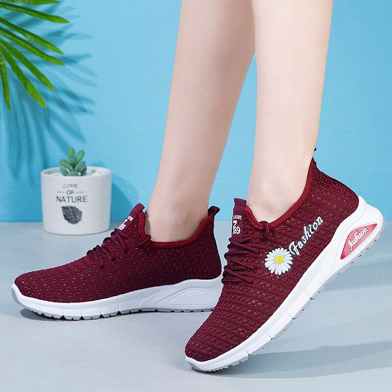 Mujeres Letra Parttern Tela Transpirable Usable Deportes Zapatillas De Deporte Casuales