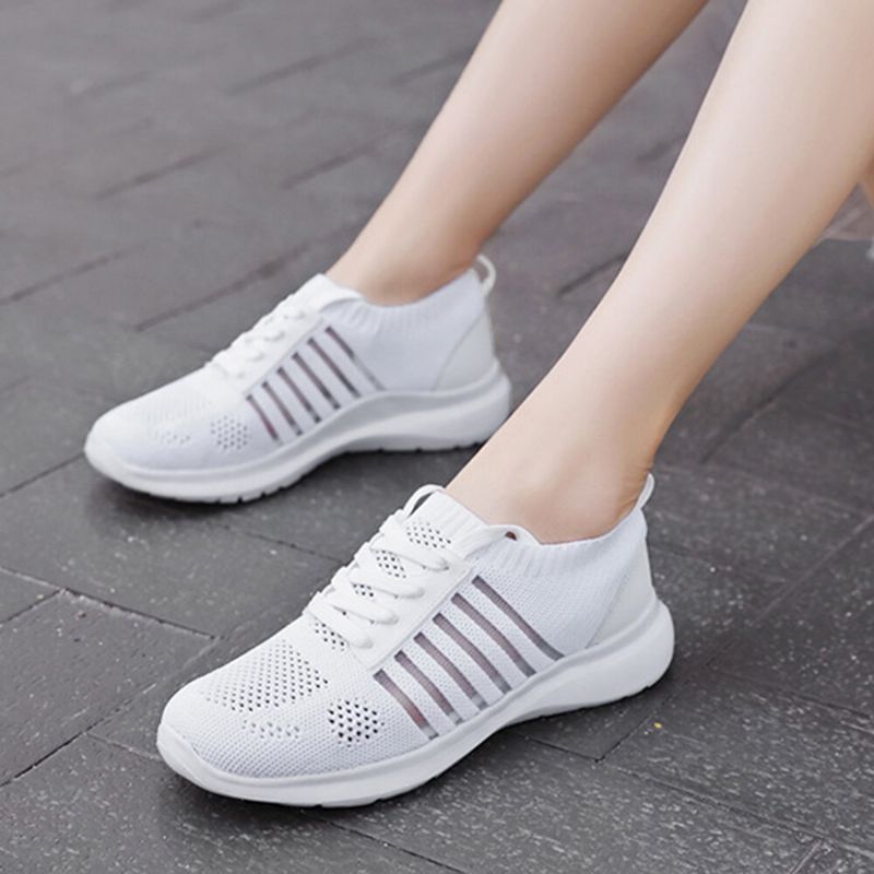 Zapatillas De Correr Ligeras De Punto Transpirables Informales Para Mujer