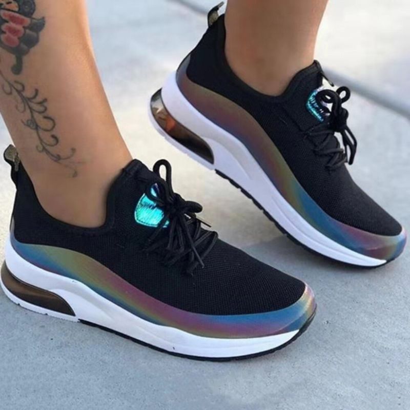 Zapatillas De Deporte Al Aire Libre Con Plataforma Con Cordones Y Punta Redonda Cómoda Para Mujer