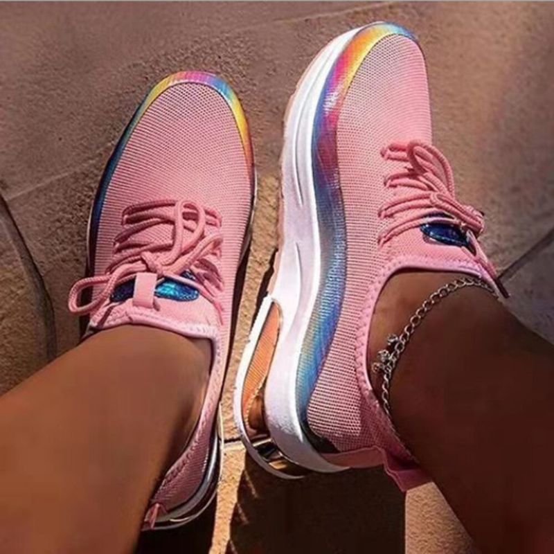 Zapatillas De Deporte Al Aire Libre Con Plataforma Con Cordones Y Punta Redonda Cómoda Para Mujer