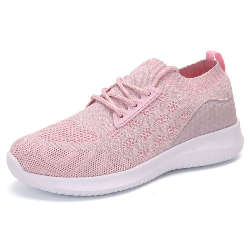 Zapatillas De Deporte Antideslizantes Ligeras De Punto Transpirables Informales Para Mujer