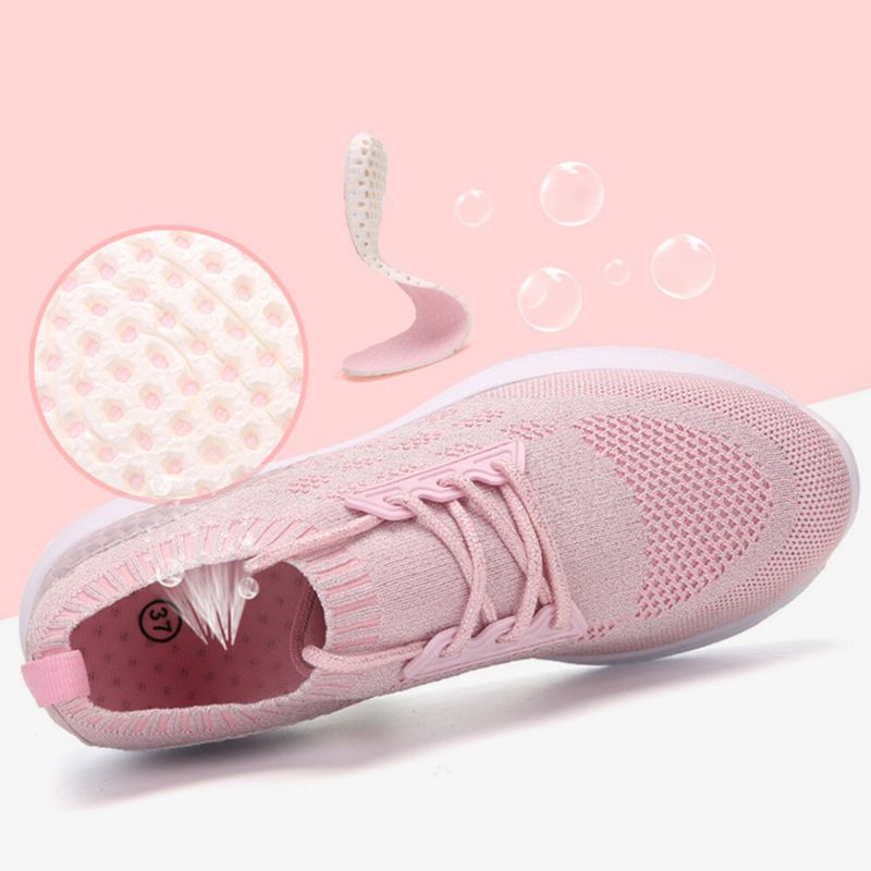 Zapatillas De Deporte Antideslizantes Ligeras De Punto Transpirables Informales Para Mujer