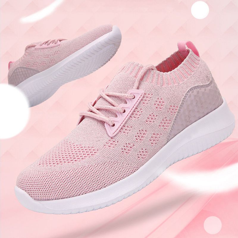 Zapatillas De Deporte Antideslizantes Ligeras De Punto Transpirables Informales Para Mujer