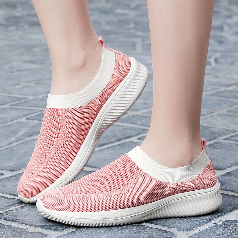 Zapatillas De Deporte Informales Antideslizantes Kintted Cómodas Con Agujeros Suaves Para Mujer