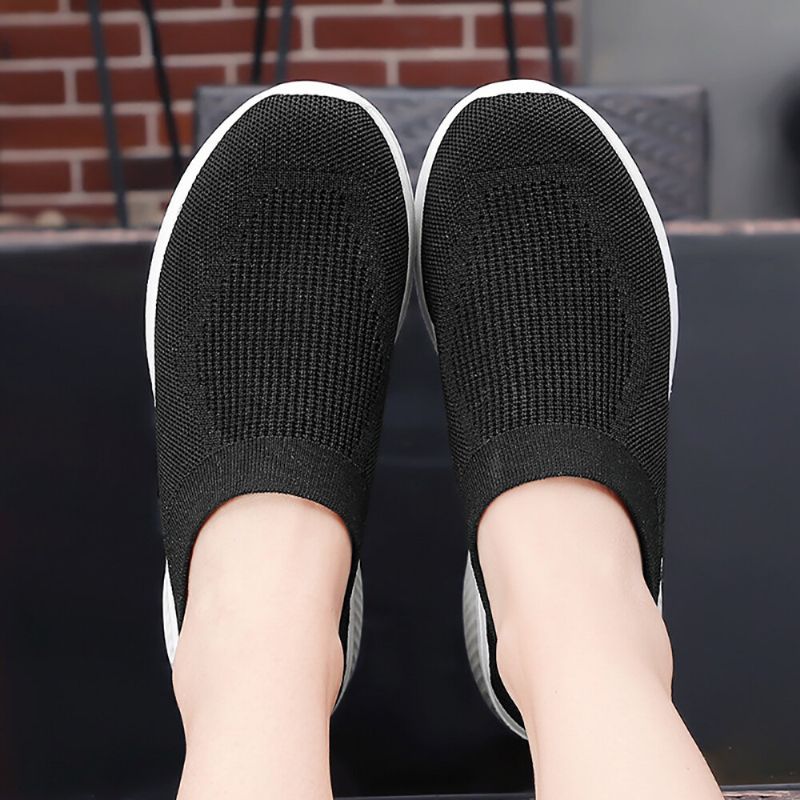 Zapatillas De Deporte Informales Antideslizantes Kintted Cómodas Con Agujeros Suaves Para Mujer