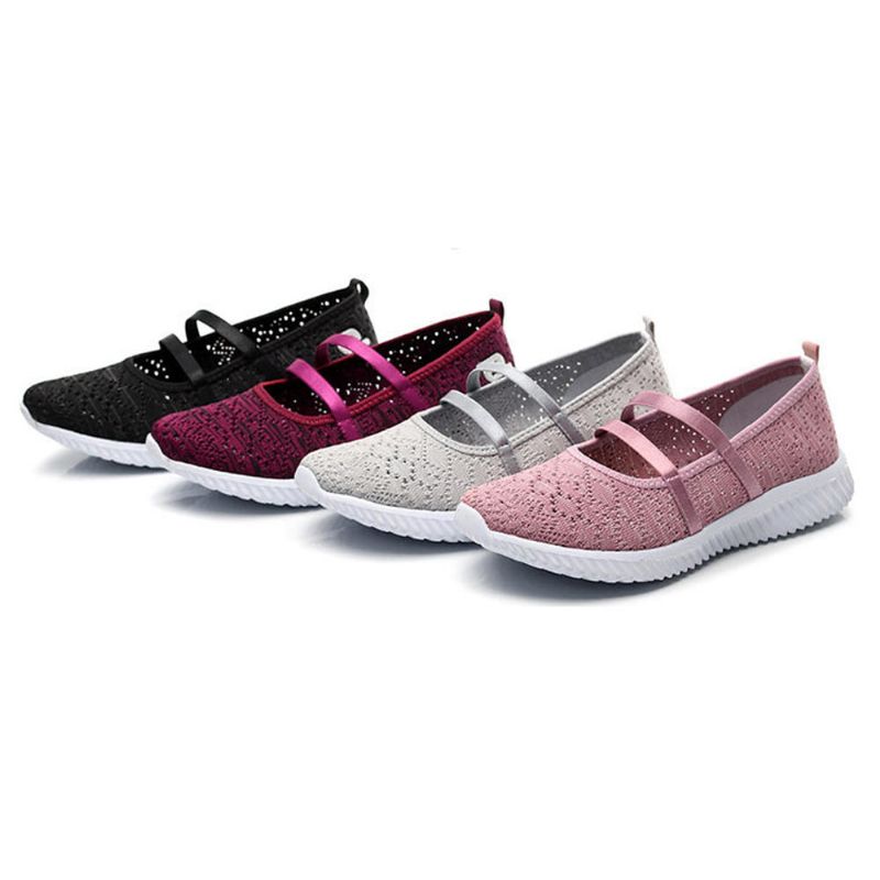 Zapatillas De Deporte Ligeras De Malla Huecas Casuales Para Mujer