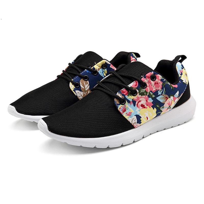 Zapatillas De Deporte Para Mujer Zapatos Casuales De Flores Con Estampado Transpirable