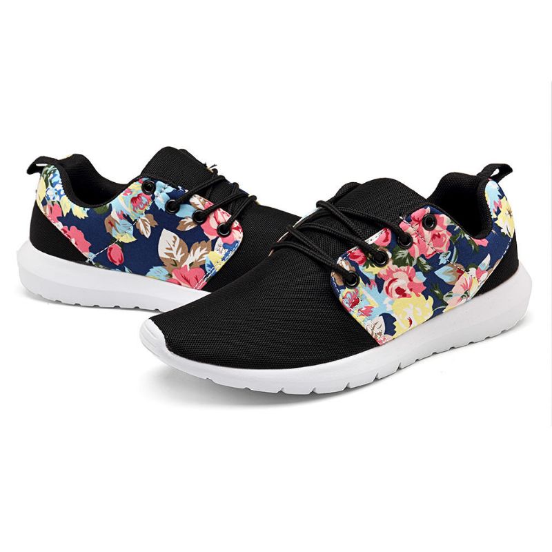 Zapatillas De Deporte Para Mujer Zapatos Casuales De Flores Con Estampado Transpirable